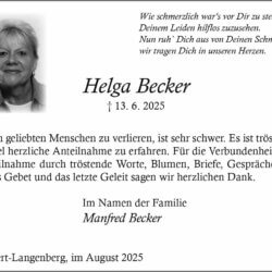 Helga Becker -Danksagung-