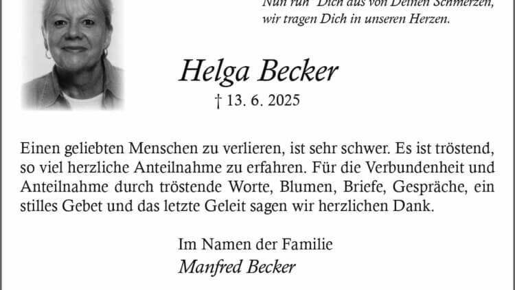 Helga Becker -Danksagung-