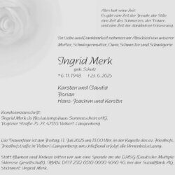 Ingrid Merk † 23. 6. 2025