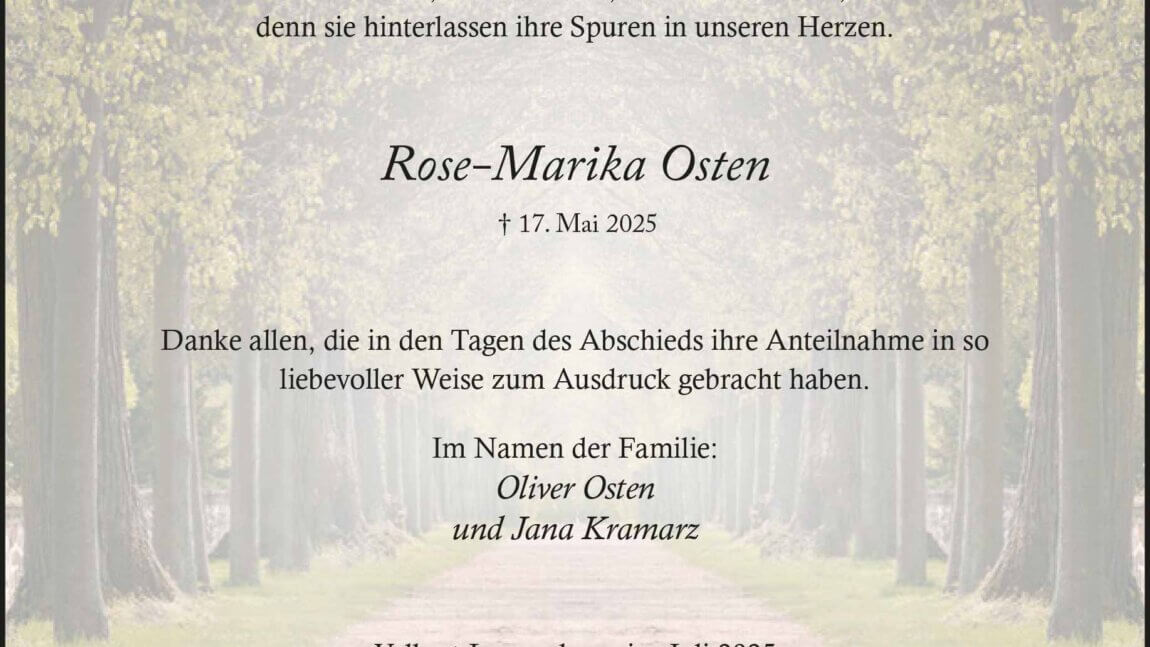 Rose-Marika Osten -Danksagung-