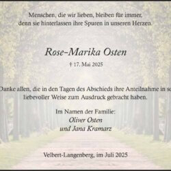 Rose-Marika Osten -Danksagung-