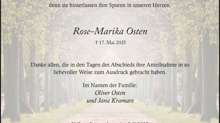 Rose-Marika Osten -Danksagung-