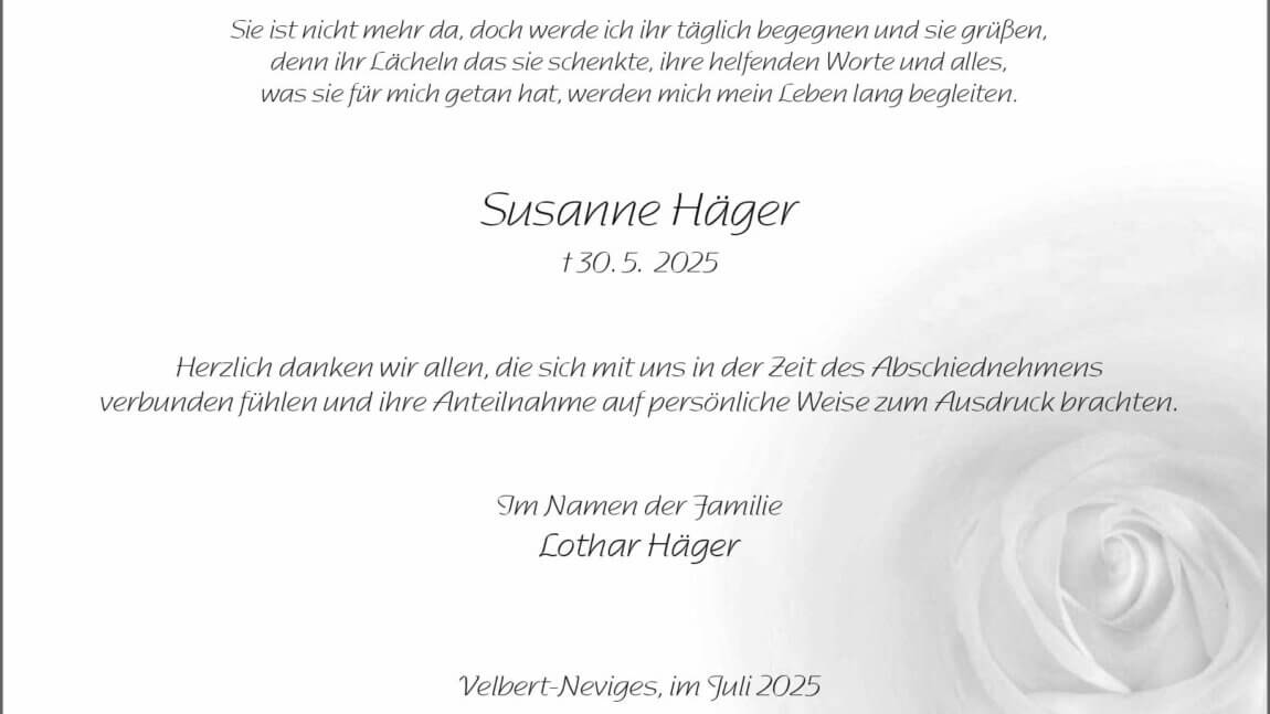 Susanne Häger -Danksagung-