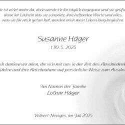 Susanne Häger -Danksagung-
