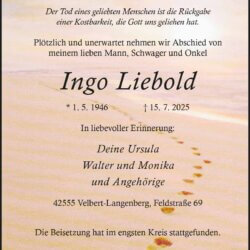 Ingo Liebold † 15. 7. 2025