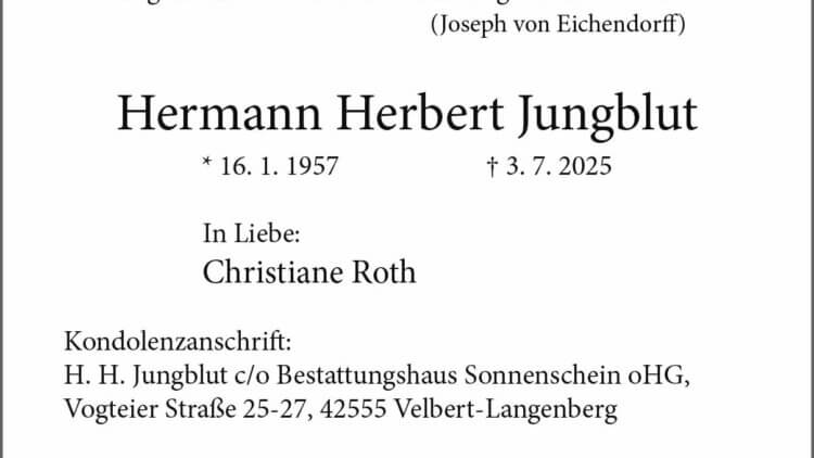 Hermann Herbert Jungblut † 3. 7. 2025
