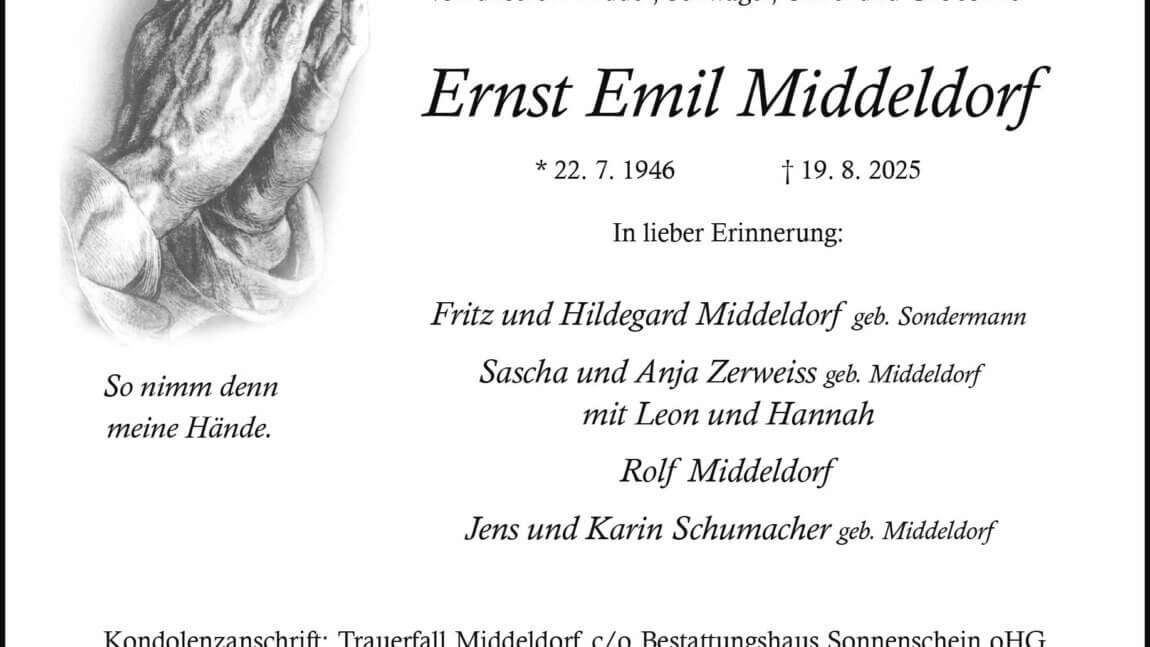 Ernst Emil Middeldorf † 19. 8. 2025