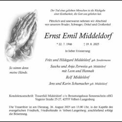 Ernst Emil Middeldorf † 19. 8. 2025