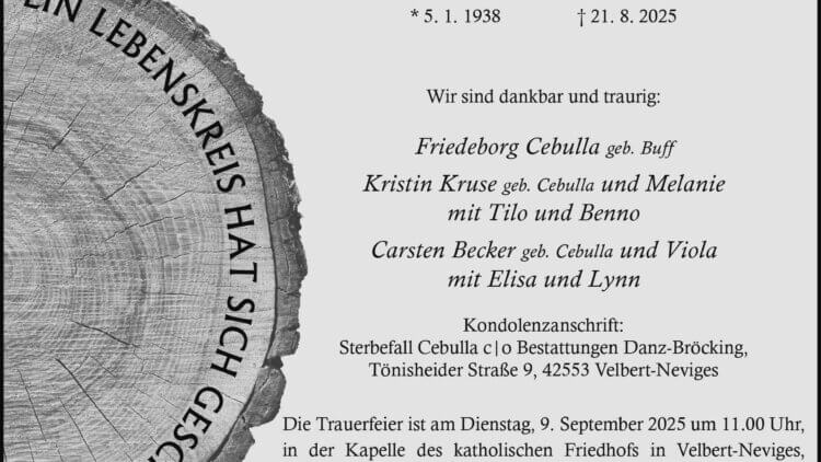 Fridolin (Fridel) Cebulla † 21. 8. 2025