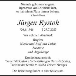 Jürgen Rystok † 29. 7. 2025