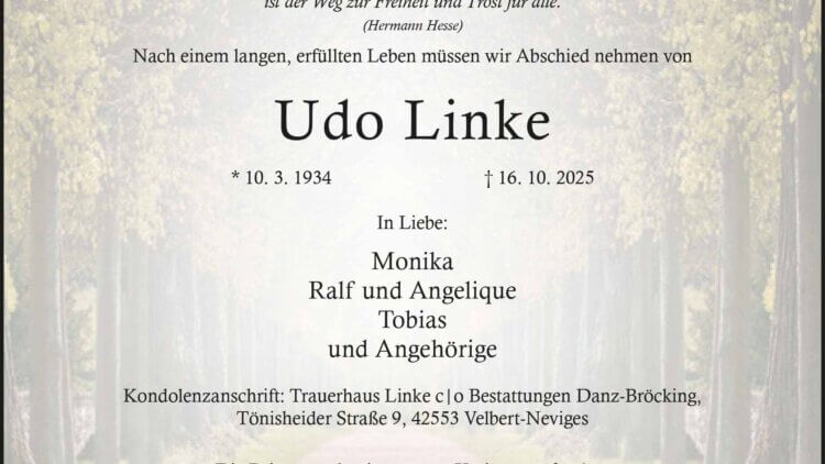 Udo Linke -Danksagung-