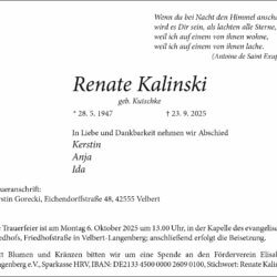 Renate Kalinski † 23. 9. 2025