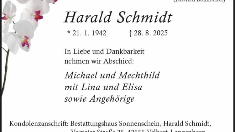 Harald Schmidt † 28. 8. 2025