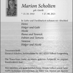 Marion Scholten † 27. 8. 2025