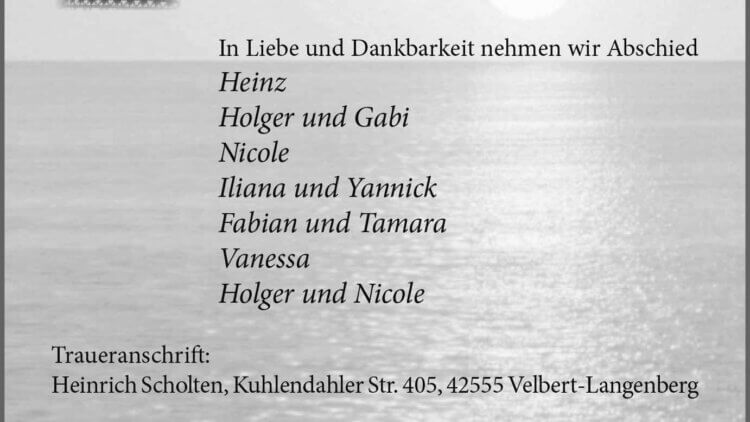 Marion Scholten † 27. 8. 2025