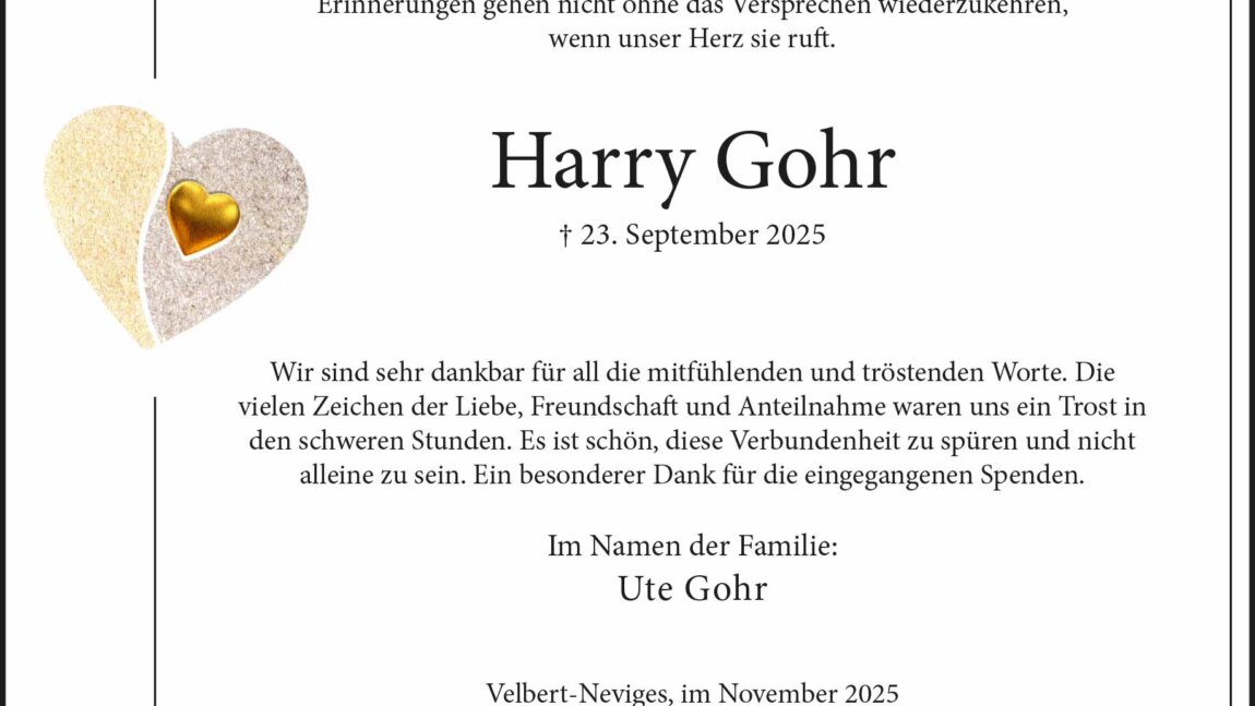 Harry Gohr -Danksagung-