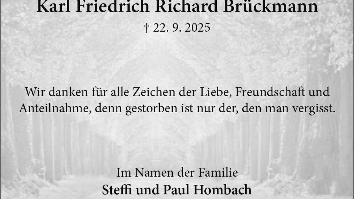 Karl Friedrich Richard Brückmann -Danksagung-