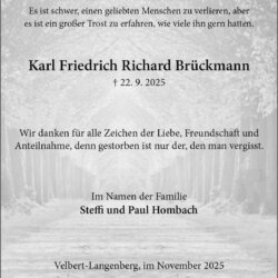 Karl Friedrich Richard Brückmann -Danksagung-