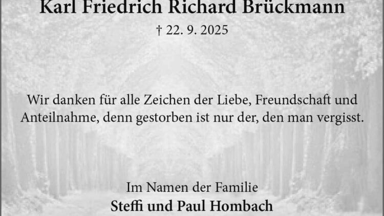 Karl Friedrich Richard Brückmann -Danksagung-