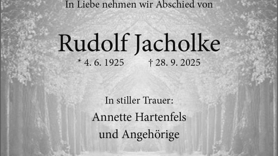 Rudolf Jacholke † 28. 9. 2025