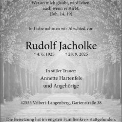 Rudolf Jacholke † 28. 9. 2025