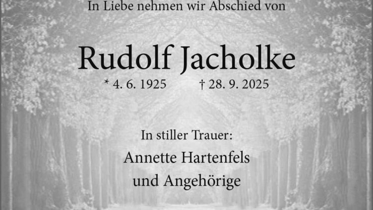 Rudolf Jacholke † 28. 9. 2025