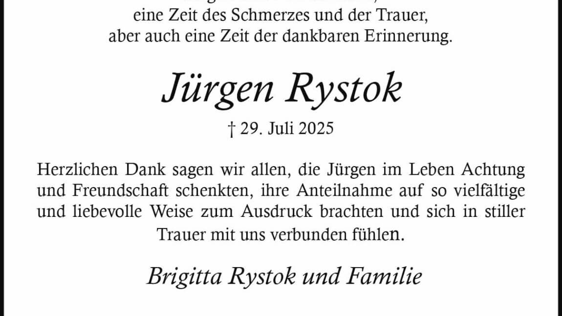 Jürgen Rystok -Danksagung-