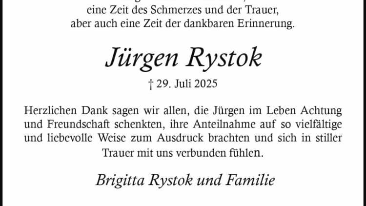 Jürgen Rystok -Danksagung-