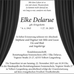 Elke Delarue † 27. 10. 2025