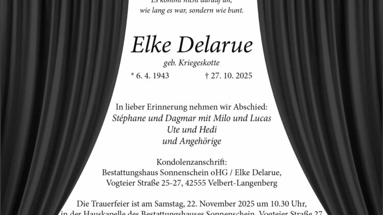 Elke Delarue † 27. 10. 2025