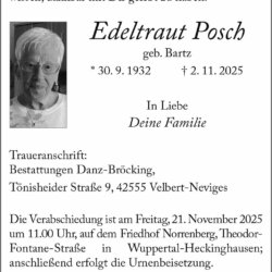 Edeltraut Posch † 2. 11. 2025