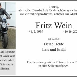 Fritz Wein † 10. 10. 2025