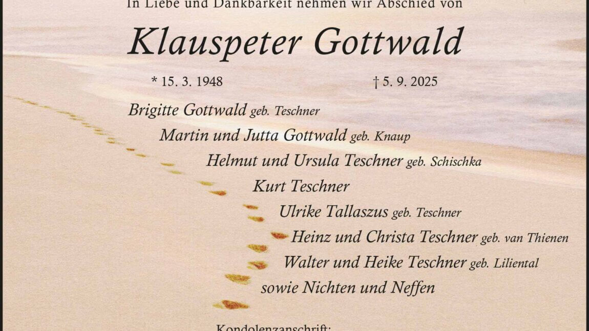 Klauspeter Gottwald † 5. 9. 2025
