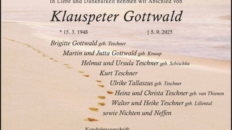 Klauspeter Gottwald † 5. 9. 2025