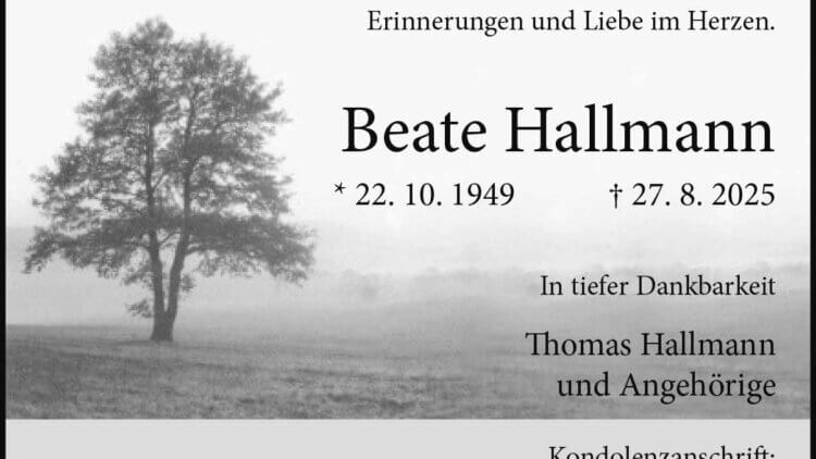 Beate Hallmann † 27. 8. 2025