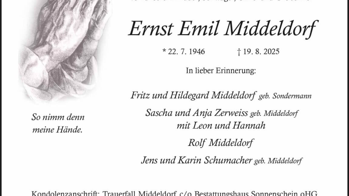 Ernst Emil Middeldorf † 19. 8. 2025