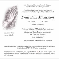 Ernst Emil Middeldorf † 19. 8. 2025