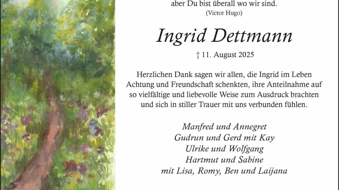 Ingrid Dettmann -Danksagung-