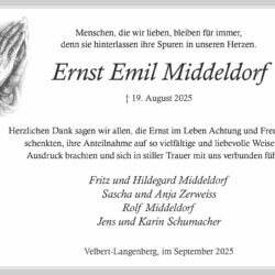 Ernst Emil Middeldorf -Danksagung-
