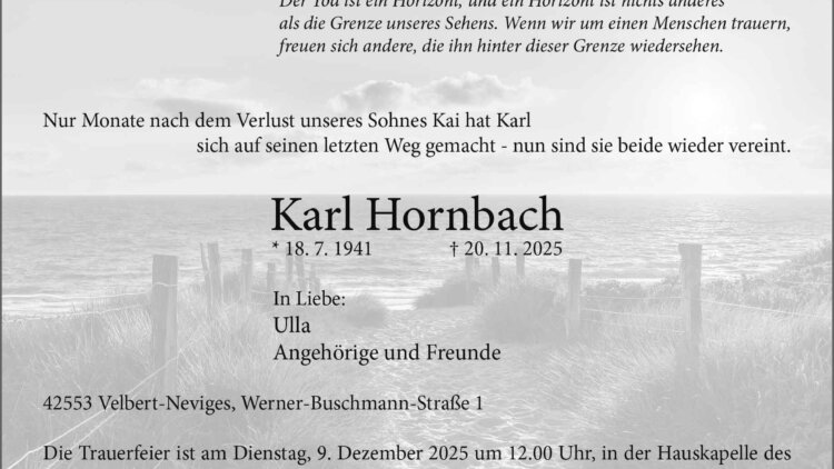 Karl Hornbach † 20. 11. 2025